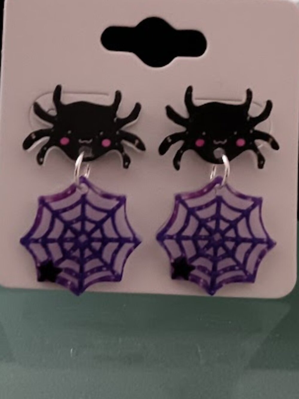 DESIGNER Halloween Spider & Spider Web Acrylic Drop Earrings**NEW!